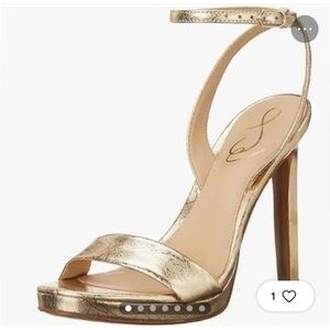 Sam Edelman Metallic Gold Ankle-Strap Stiletto Sandals